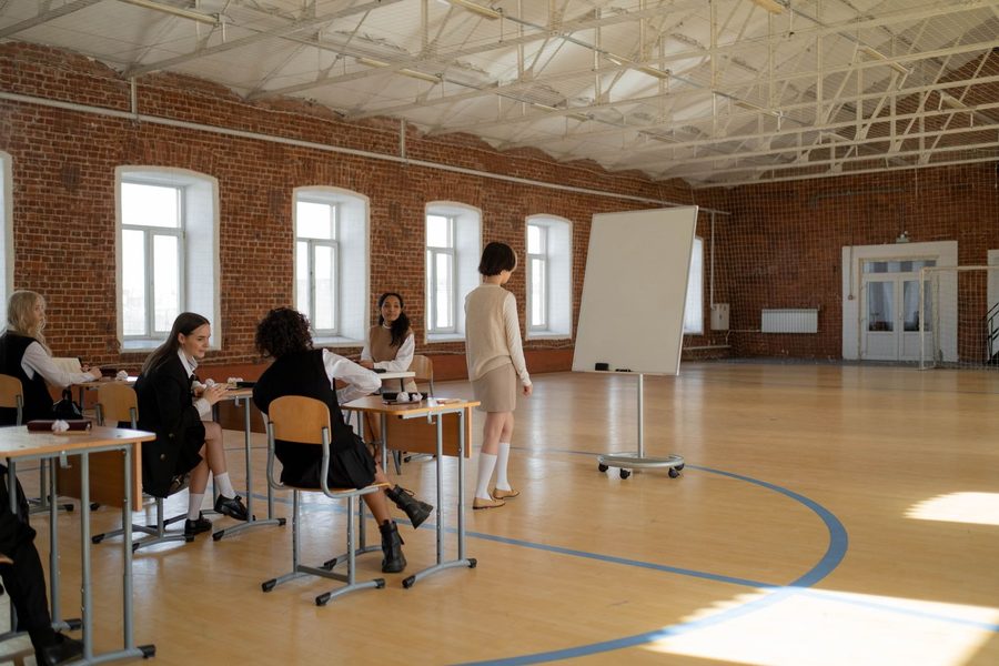 High school students in class